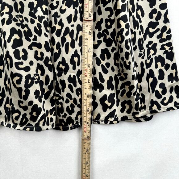 Loft Dress Womens 4 Gold Black‎ Leopard Metallic Midi Silky Belted Modest NWT - Picture 16 of 16